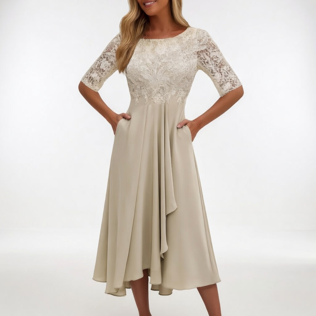 Vestido midi de encaje - Elegancia atemporal para mujer