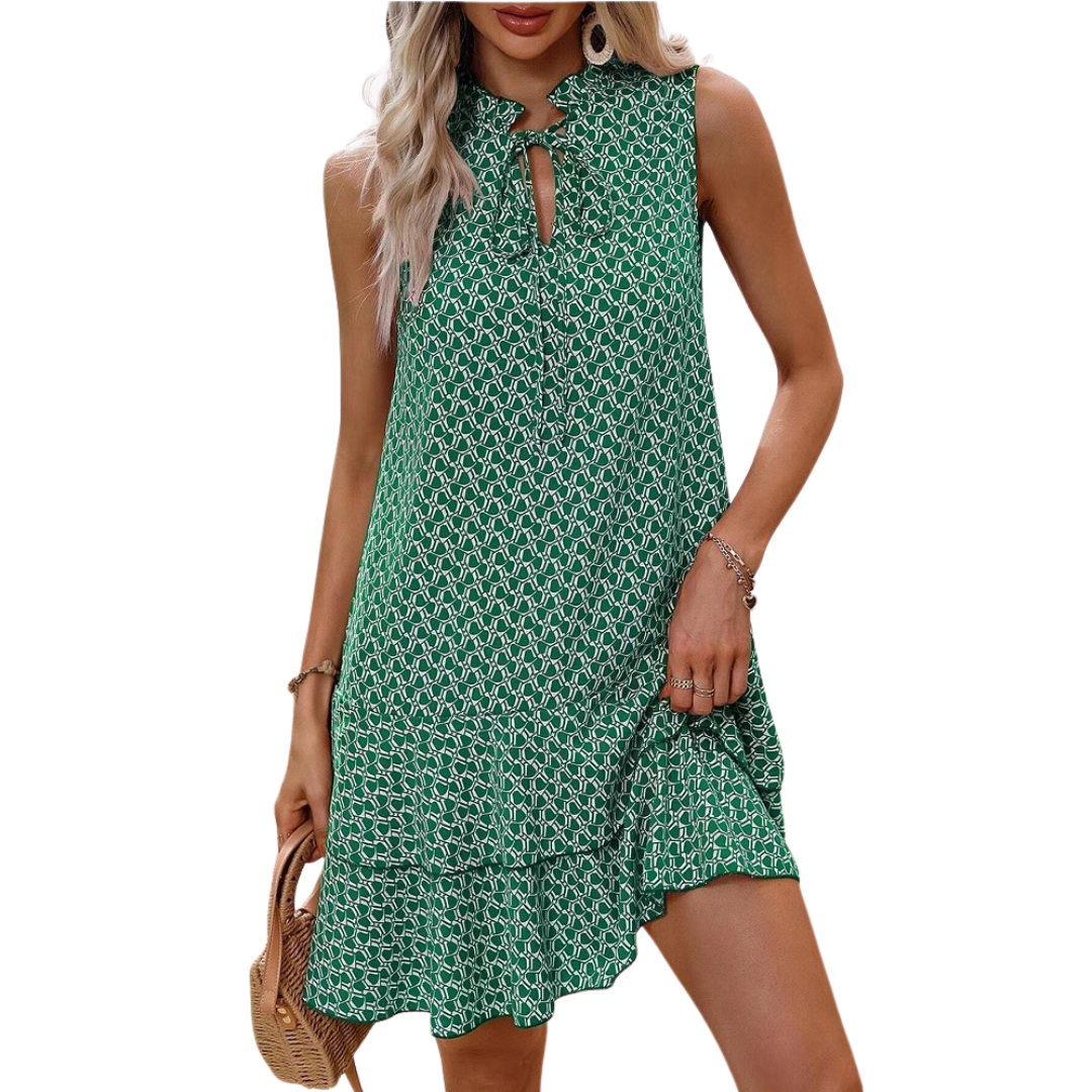 Vestido Midi Bohemio Impreso con Tirantes Ajustables
