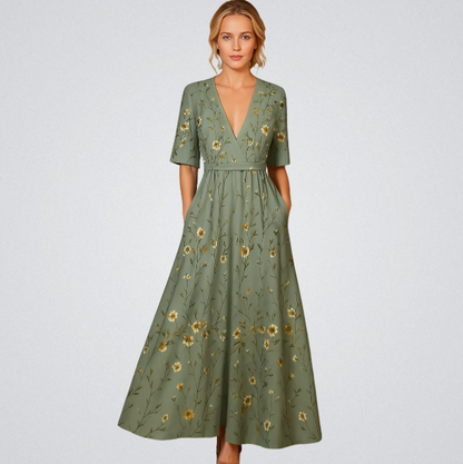 Elisa - Vestido Maxi Envoltura Elegante con Flores