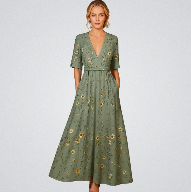 Elisa - Vestido Maxi Elegante con Flores
