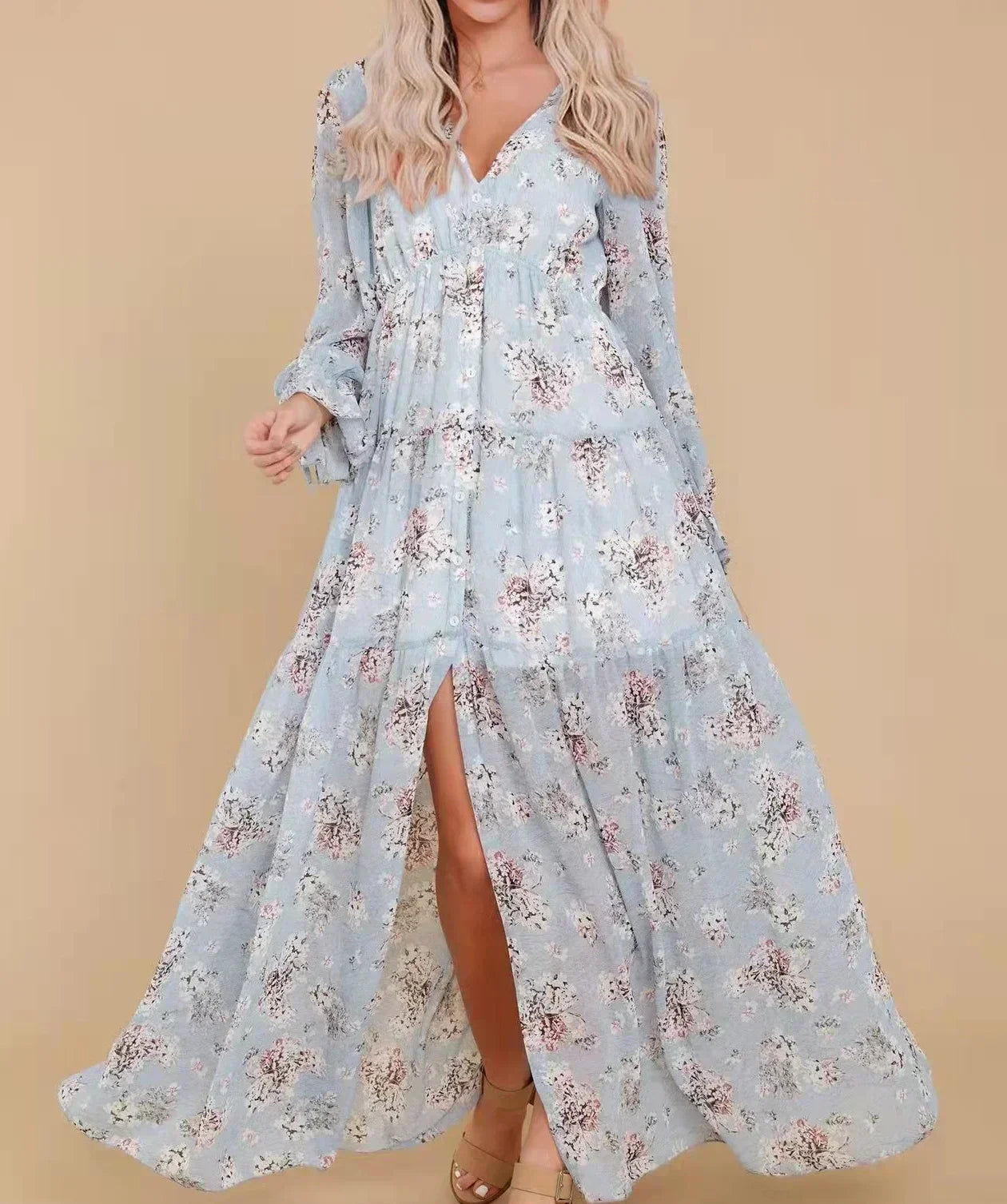 Nancy | Vestido Casual Maxi de Chiffon