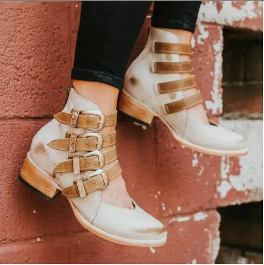 Tacones de Piel Vintage con Hebilla