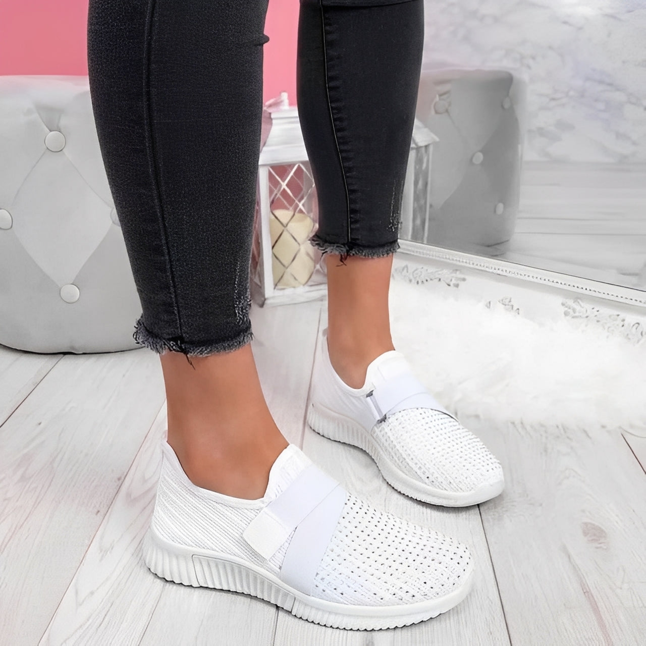 Christine - Zapatos bajos elegantes con cierre de velcro para mujeres