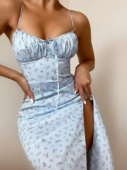 Vestido Largo Sin Mangas con Flores