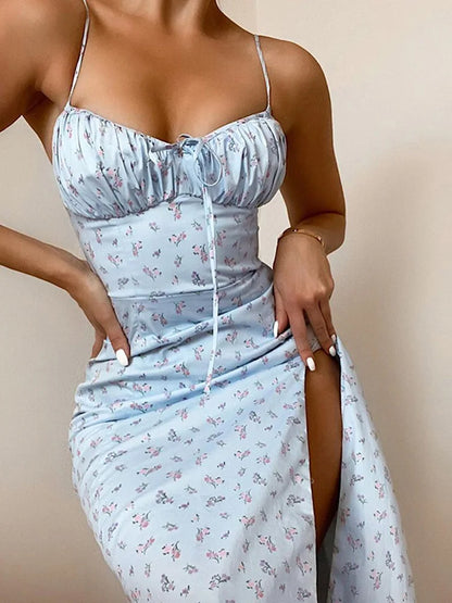 Vestido Largo Sin Mangas con Flores