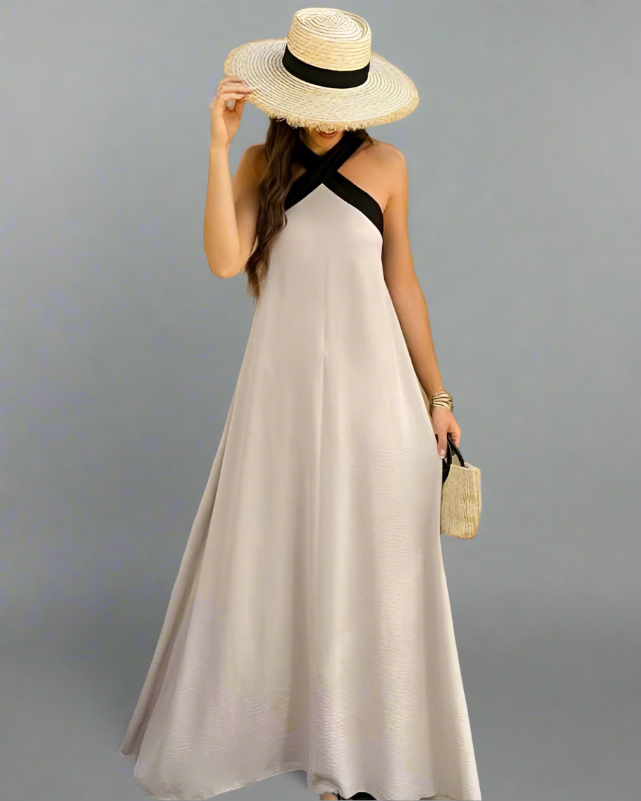 Brunhilde | Vestido Elegante con Corte Espalda Descubierta y Cuello Halter Moderno