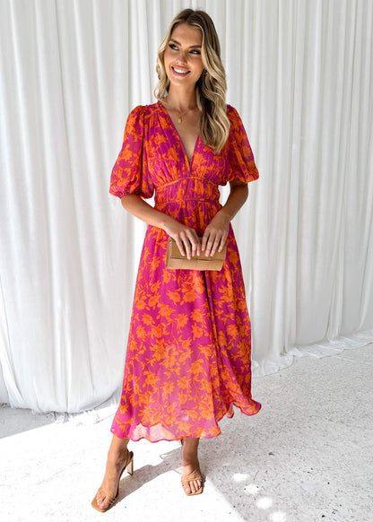 Kathy - Vestido maxi elegante con escote en V