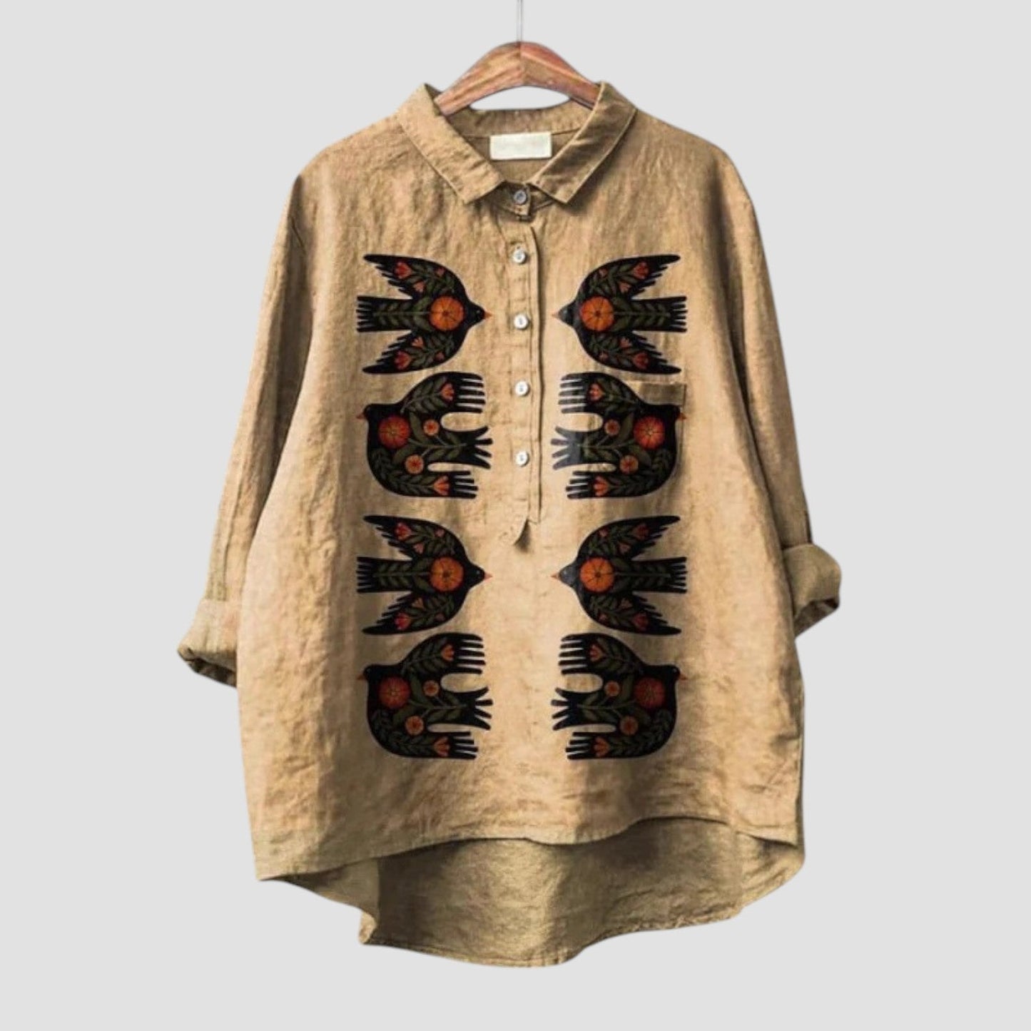 Avynna™ | 2025 – Blusa Bordada con Pájaros