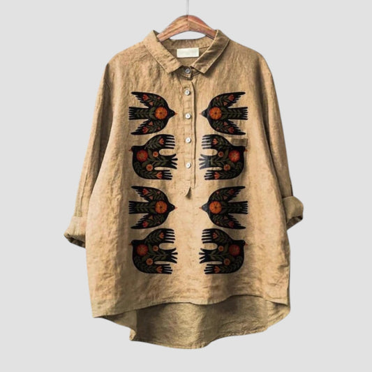 Avynna™ | 2025 – Blusa Bordada con Pájaros