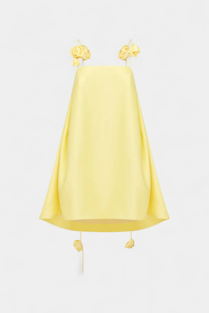 Hedda Vestido Mini Detalle Rosa con Tirantes Espagueti