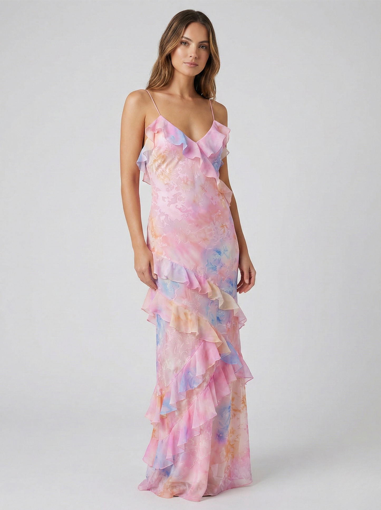 Vestido Maxi Ruffle Etéreo de Luna