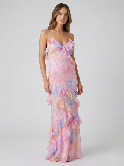 Vestido Maxi Ruffle Etéreo de Luna