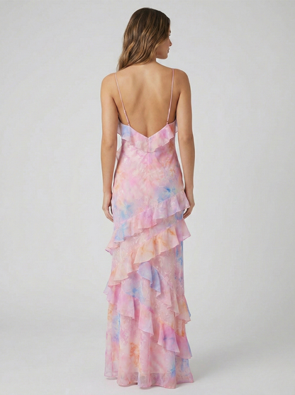 Vestido Maxi Ruffle Etéreo de Luna