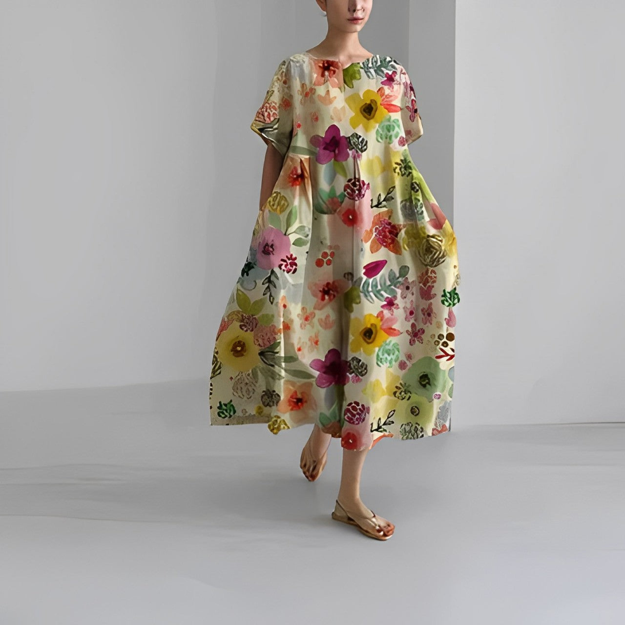 Daisy - Vestido Maxi Suelto de Gran Onda Retro