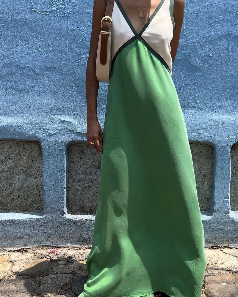 Vestido Maxi de Contraste Audaz de Luna