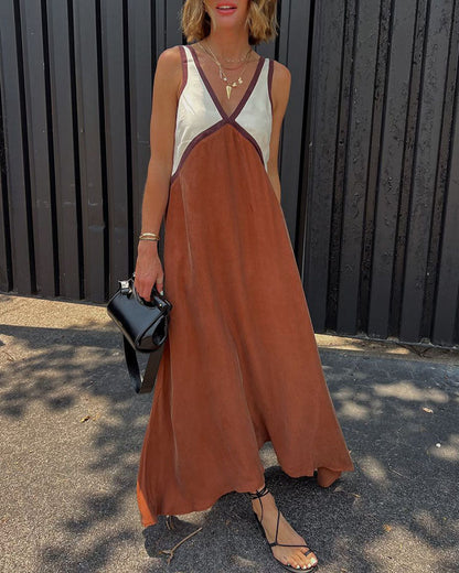 Vestido Maxi de Contraste Audaz de Luna