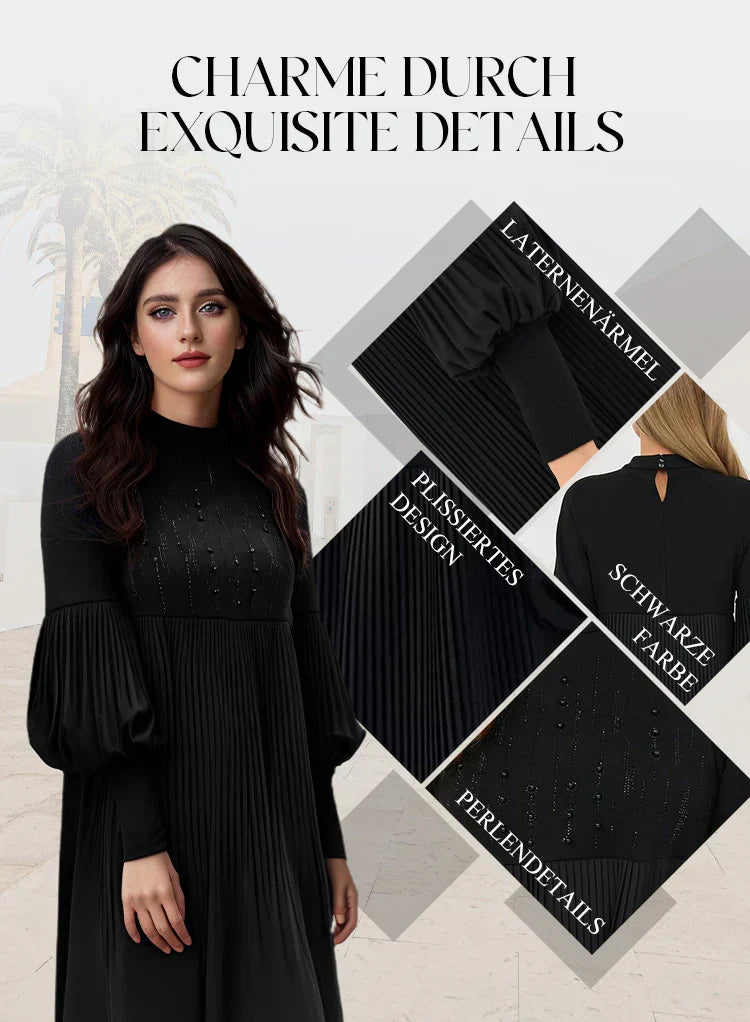 Marlene | Vestido Talla Grande con Cuello Alto y Mangas de Linterna