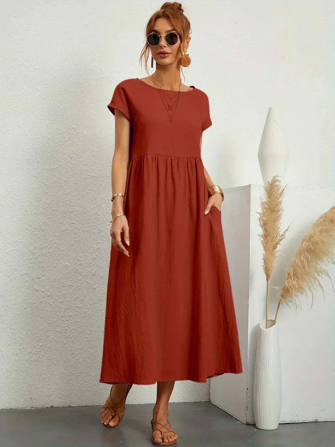 Gabrielle™ — Vestido midi fluido elegancia atemporal