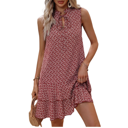 Vestido Midi Bohemio Impreso con Tirantes Ajustables