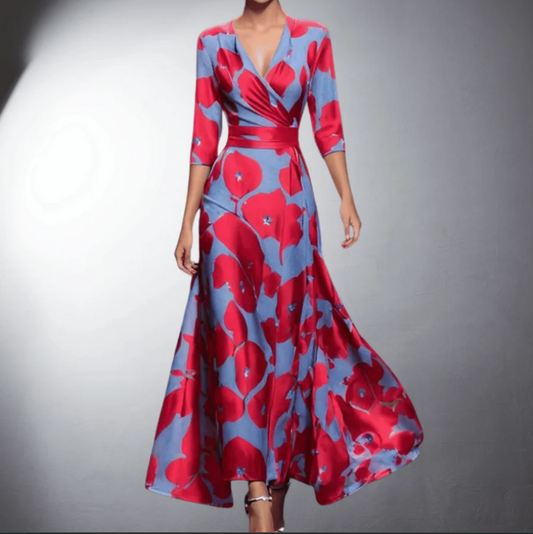 Zoe - Vestido Maxi Floral Clásico con Escote en V