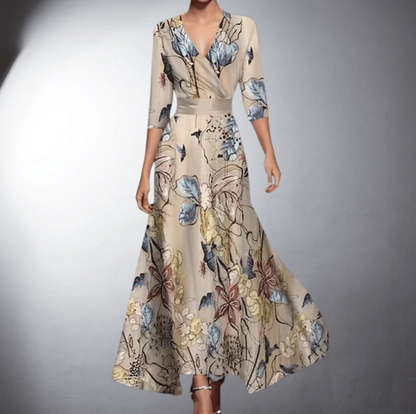 Zoe - Vestido Maxi Floral Clásico con Escote en V