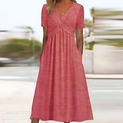 Elisa ™ | Vestido midi elegante con control de abdomen favorecedor