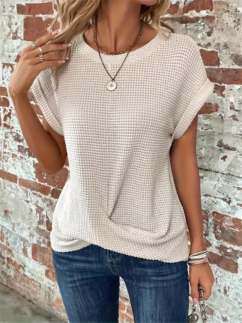 Tegan – Camiseta Casual de Punto en Tejido de Panal