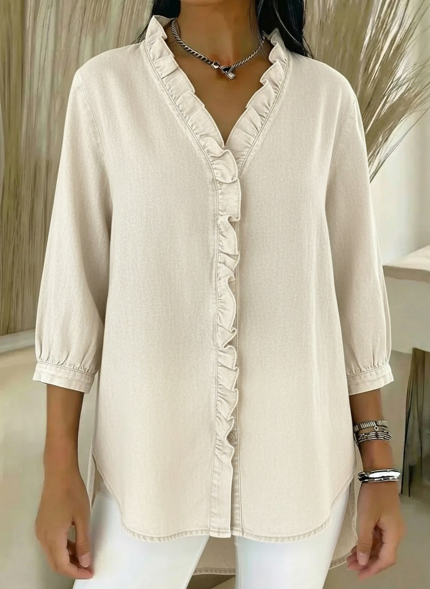 Elvari – Blusa elegante con detalles de volantes