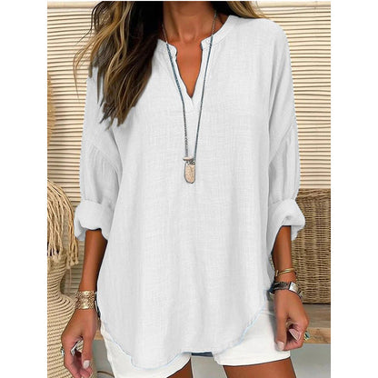 Hazel – Blusa de Cuello Notch de Corte Relajado