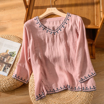 Nesta – Blusa Bordada con Escote en V