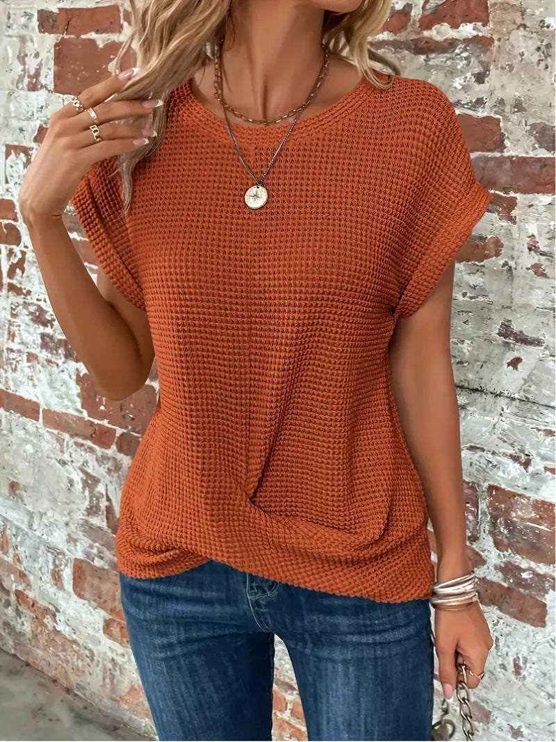 Tegan – Camiseta Casual de Punto en Tejido de Panal