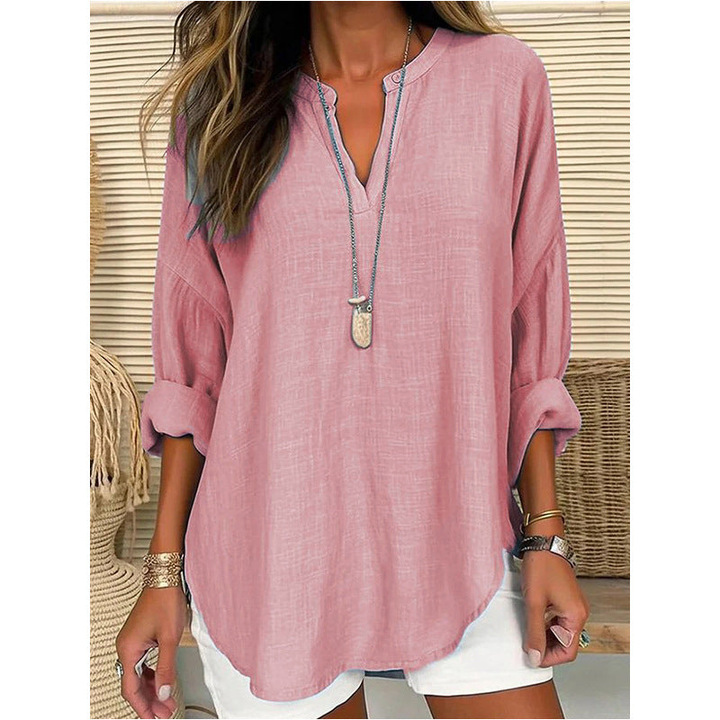 Hazel – Blusa de Cuello Notch de Corte Relajado