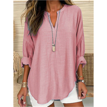 Hazel – Blusa con Cuello en V de Corte Relajado