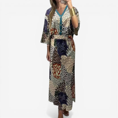Vestido Midi Fluido con Motivos - Elegancia Atemporal