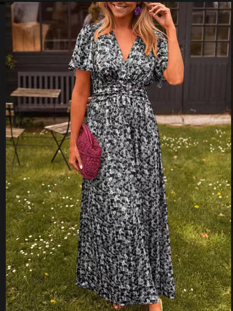 Élina – Vestido largo fluido con motivos florales