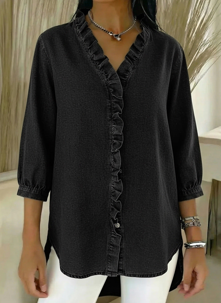 Elvari – Blusa elegante con detalles de volantes