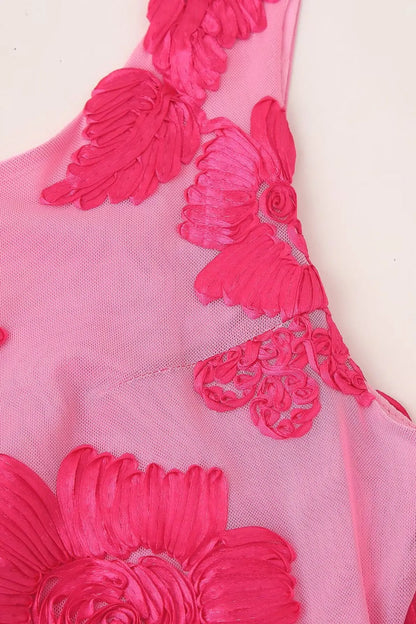 Calliope - Vestido Maxi de Malla con Apliques Florales
