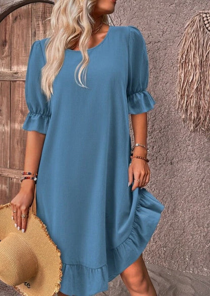 AMIRA – VESTIDO MIDI DE MEDIA MANGA CON ENCANTO RETRO