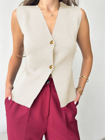 Grier – Top Peplum Sin Mangas con Botones