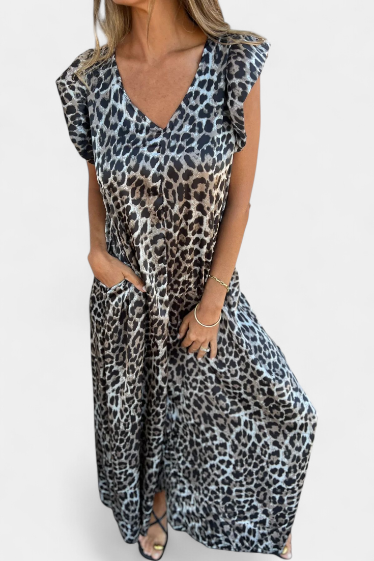Isela Mono de Cuello en V con Estampado de Leopardo