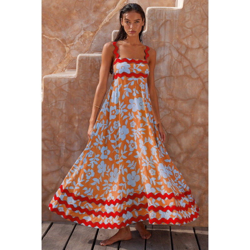 Wrenley - Vestido Maxi Boho con Escote Cortado