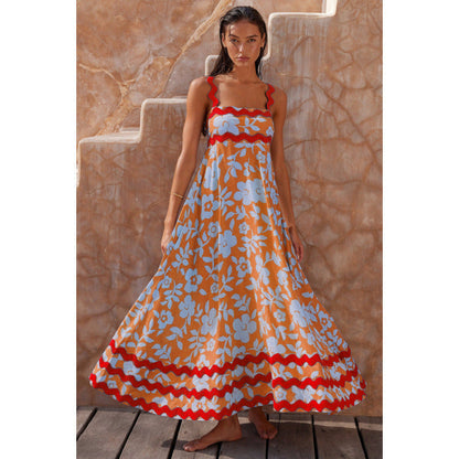 Wrenley - Vestido Maxi Boho de Cuello Desgarrado