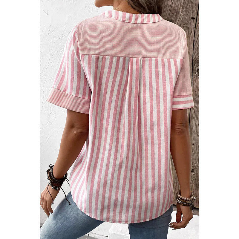 Abby – Blusa de Botones a Rayas