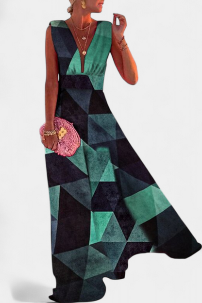 Salma Vestido A Línea con Estampado Minimalista y Cuello en V