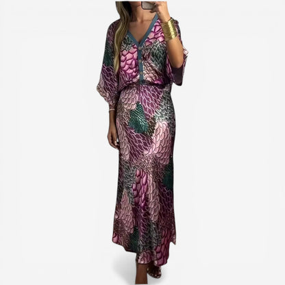 Vestido Midi Fluido con Motivos - Elegancia Atemporal