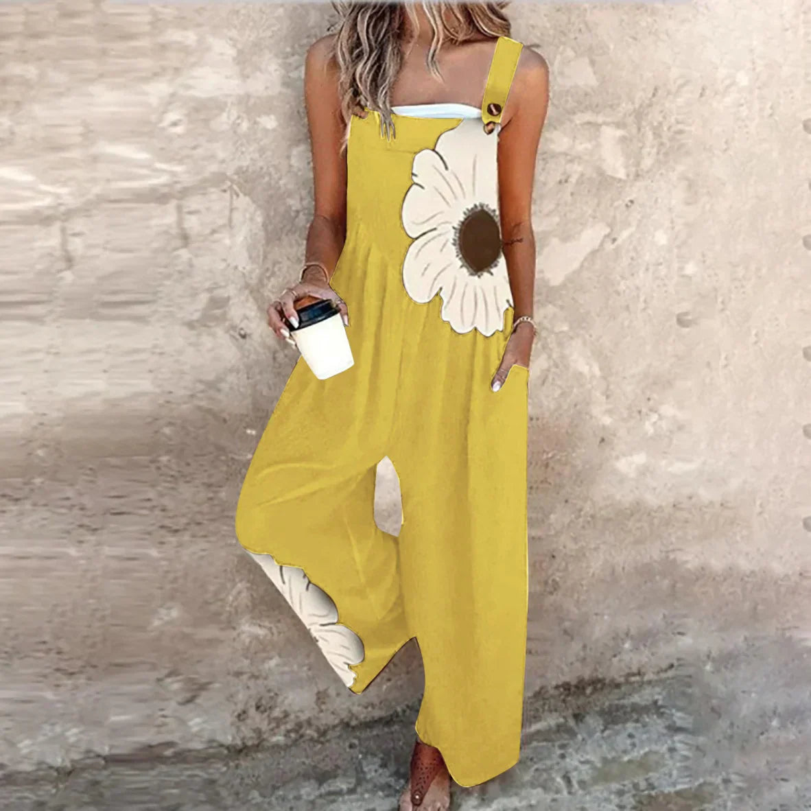 ELLIRA – MONO SIN MANGAS CON PANTALONES CULOTTE Y CINTURA AJUSTABLE