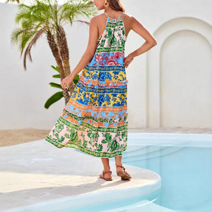 LAYLA – VESTIDO MAXI HALTER BOHO BLOOM