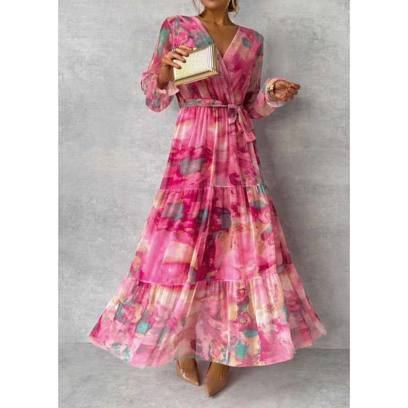 Nyla – Vestido Floral V-Cuello Elegante