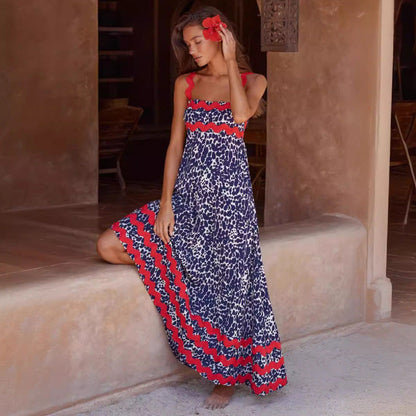 Wrenley - Vestido Maxi Boho de Cuello Desgarrado