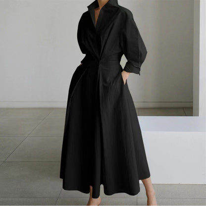 Vestido Largo Tipo Cartera Elegante con Cuello - Chic y Atemporal